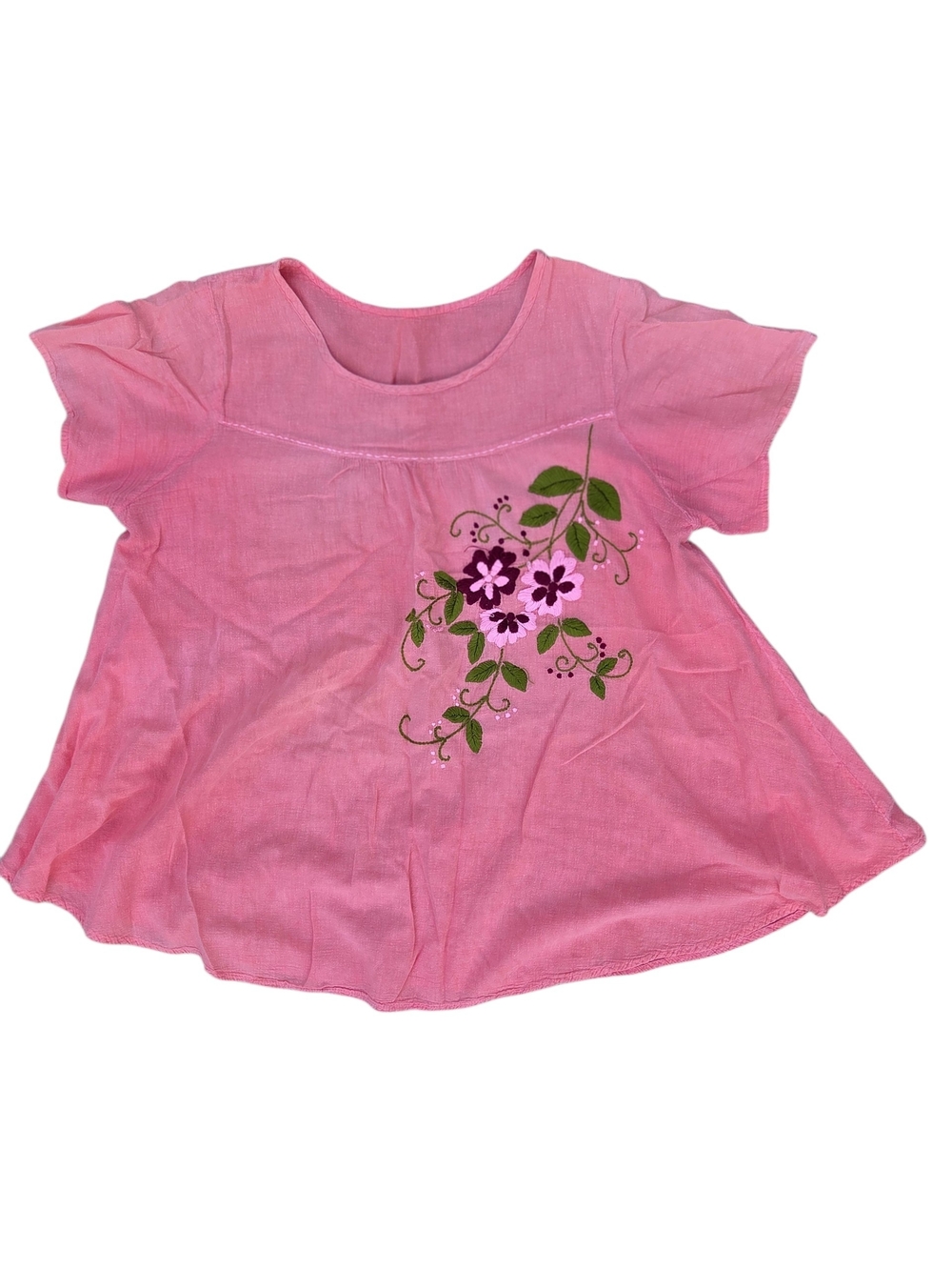 Pink Floral Embroidered Tunic. Women's XL.